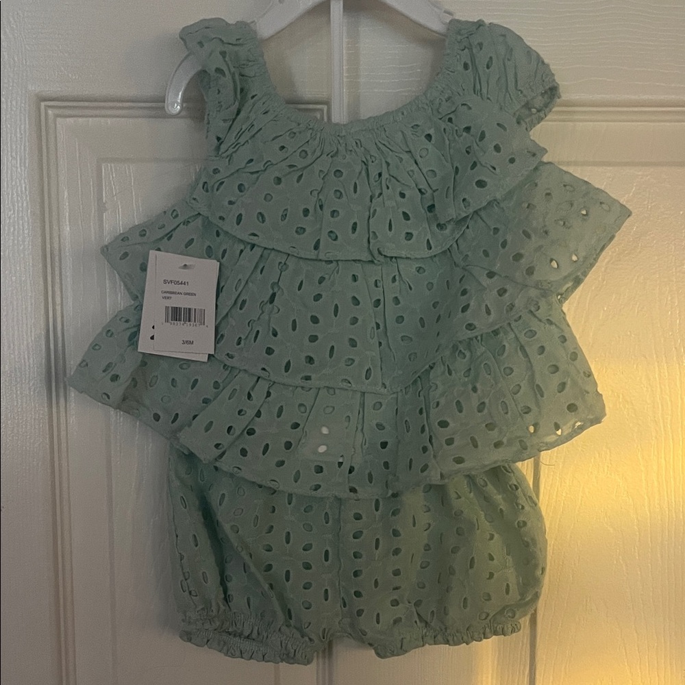 NWT Mint Green Ruffled Baby Outfit